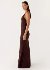 Miyah Halter Hardware Maxi Dress - Chocolate