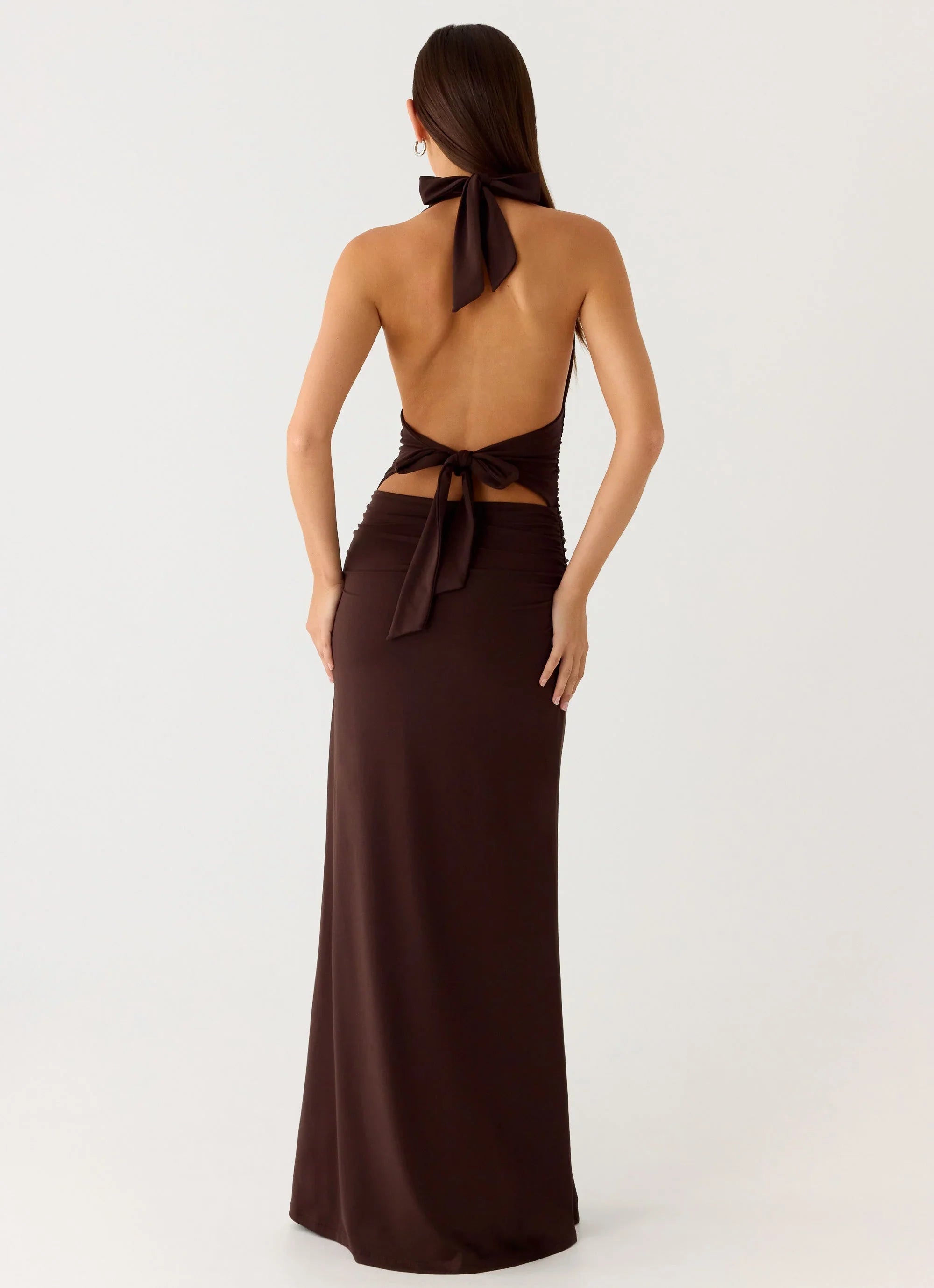 Ilaria Halter Maxi Dress - Chocolate