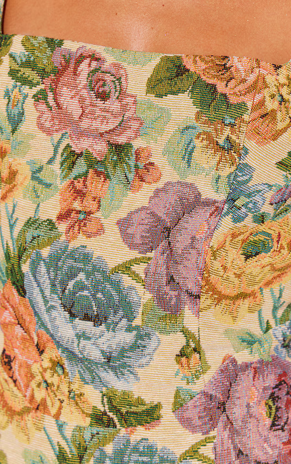 Stone Floral Twill Bodycon Dress