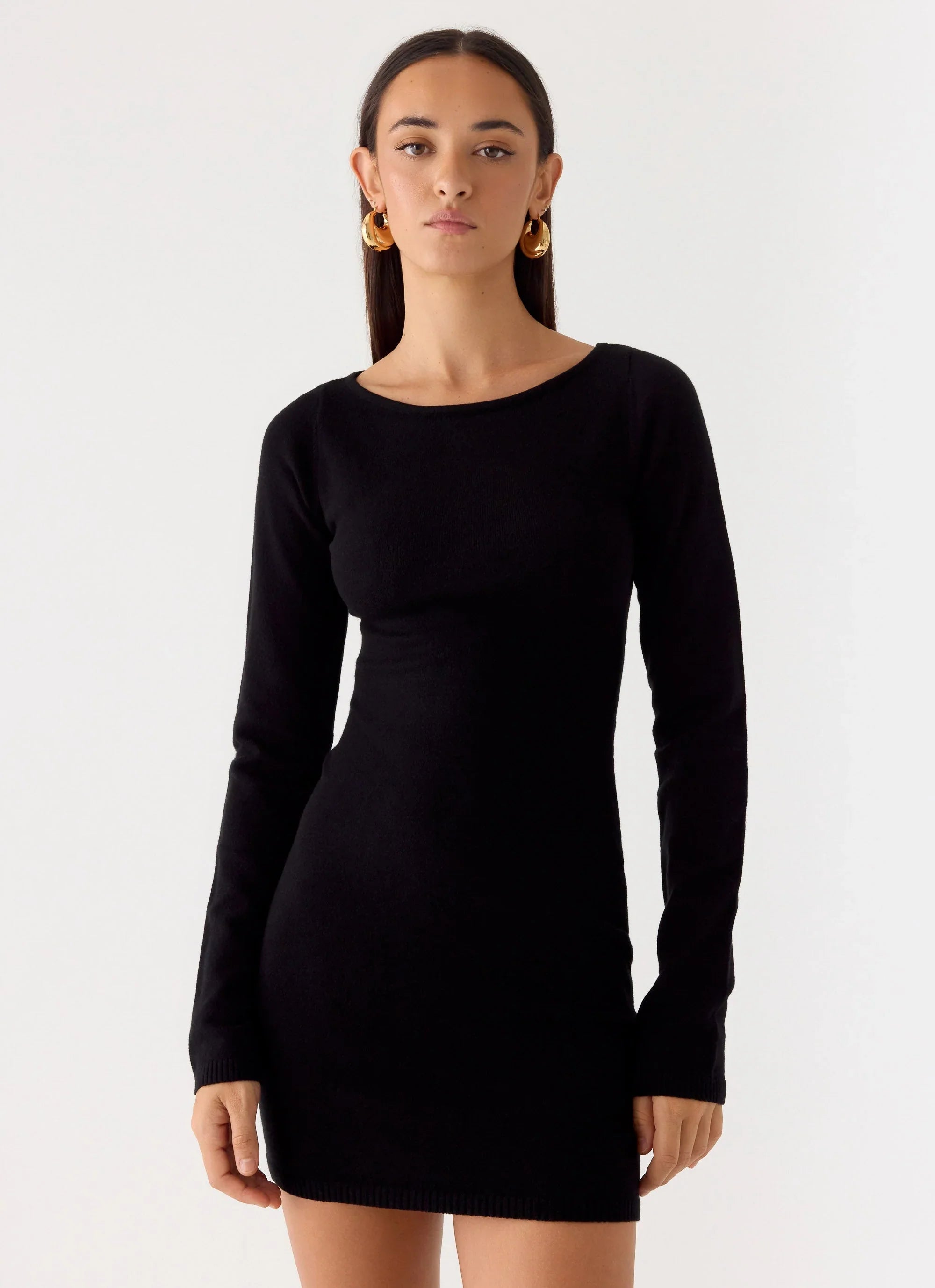 Soft Vision Knit Mini Dress - Black